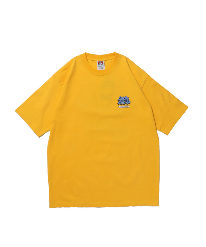 【BEN DAVIS（ベンデイビス）】OVERLAP TEE NV / オーバーサイズ 半袖 ワンポイント プリント クルーネック イエロー