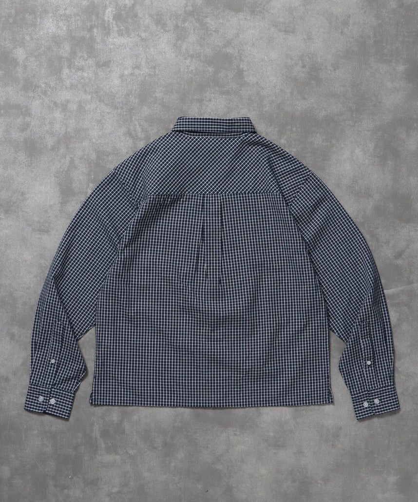 アソートワンポイントボックス長袖シャツ / シャツ レギュラーカラー 長袖 ワンポイント 刺繍 レイヤード ポケット ネイビー