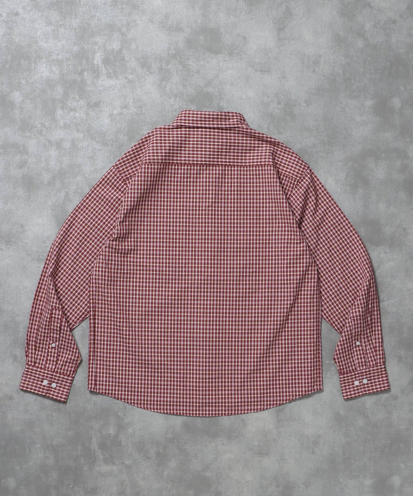 アソートワンポイントボックス長袖シャツ / シャツ レギュラーカラー 長袖 ワンポイント 刺繍 レイヤード ポケット レッド