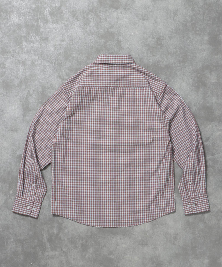 アソートワンポイントボックス長袖シャツ / シャツ レギュラーカラー 長袖 ワンポイント 刺繍 レイヤード ポケット パープル