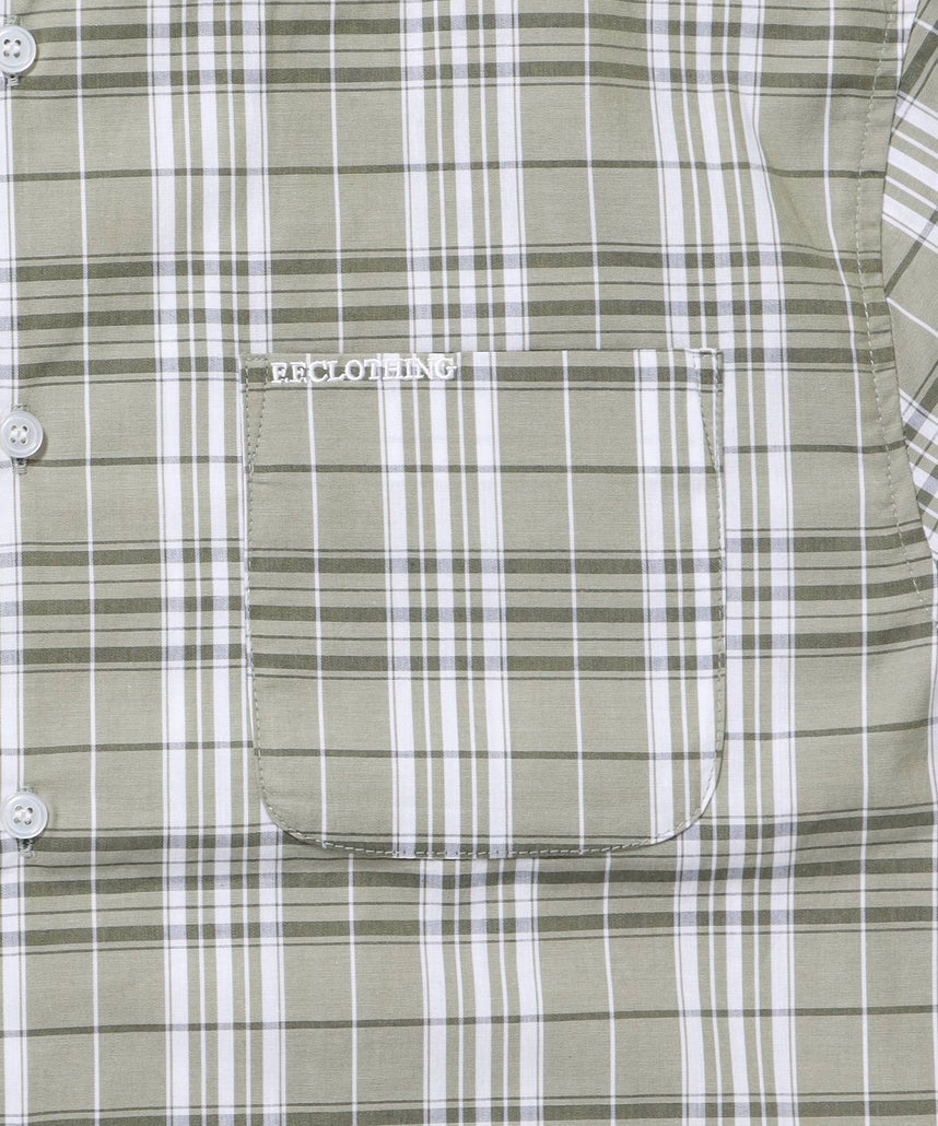 FUC 半袖チェックシャツ オリーブ FFEIN(フェイン)】アソートワンポイントボックス半袖チェックシャツ