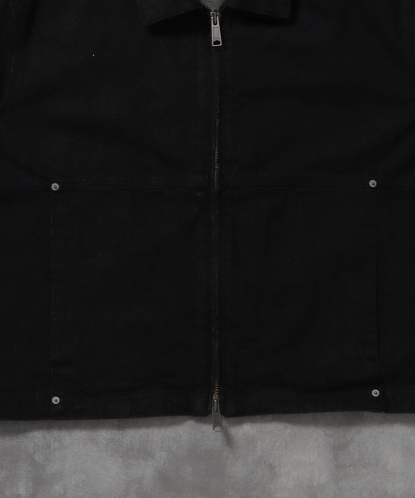 袖切り替えデニムJK / ジャケット デニム ジップ リベット ライトアウター 刺繍【セットアップ対応】 ブラック