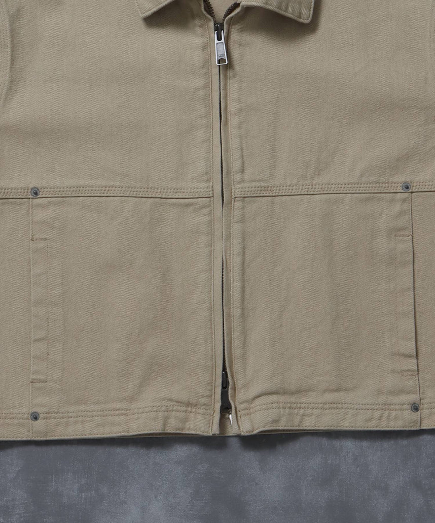 袖切り替えデニムJK / ジャケット デニム ジップ リベット ライトアウター 刺繍【セットアップ対応】 ベージュ