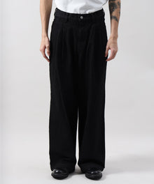 ワイドストレートタックデニムパンツ / デニム パンツ ボトムス ワイドシルエット デニム 【セットアップ対応】 ブラック