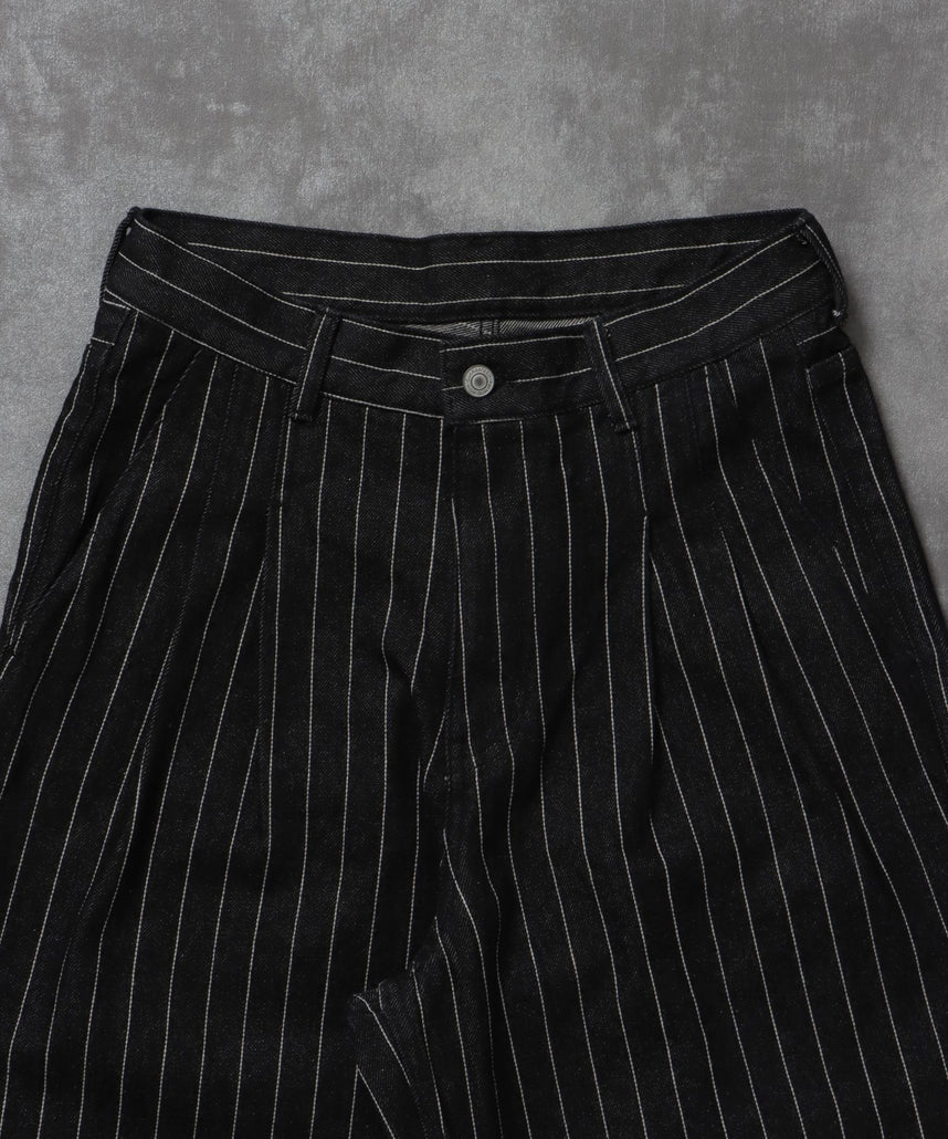 ワイドストレートタックデニムパンツ / デニム パンツ ボトムス ワイドシルエット デニム 【セットアップ対応】 柄80