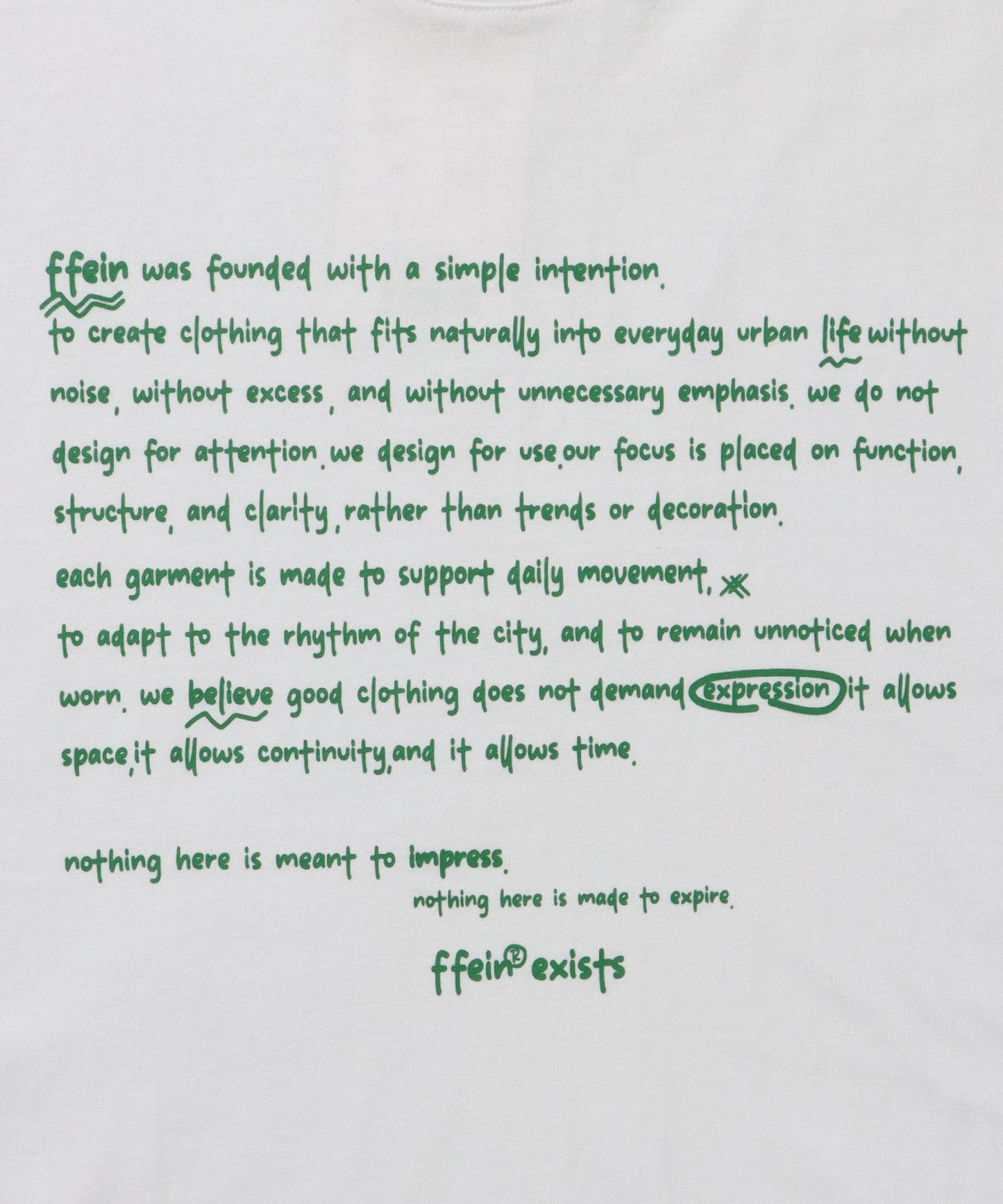 手書きメッセージショート丈Tシャツ / Tシャツ クルーネック 半袖 プリント 【短丈】 ホワイト