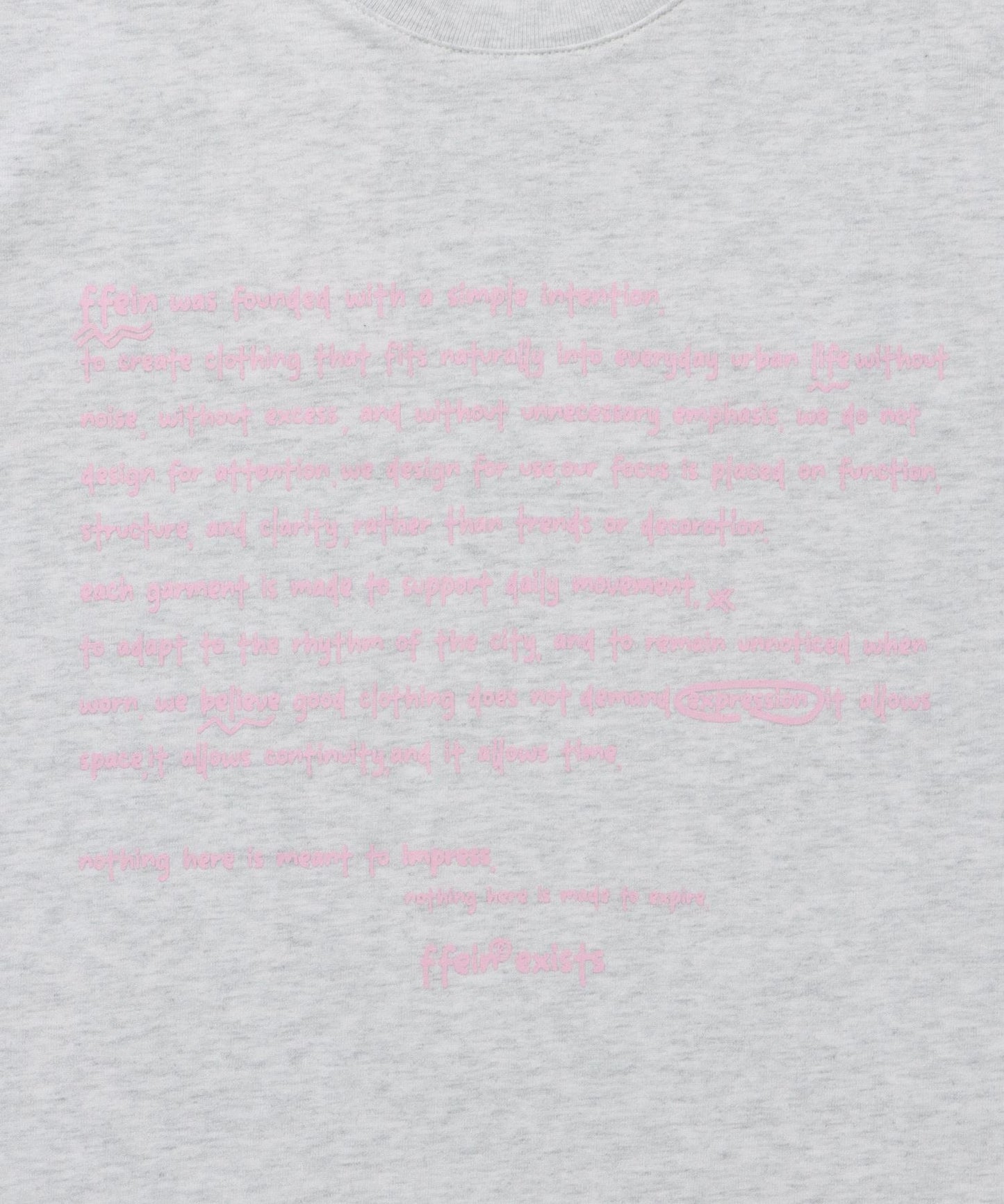 手書きメッセージショート丈Tシャツ / Tシャツ クルーネック 半袖 プリント 【短丈】 アッシュグレー