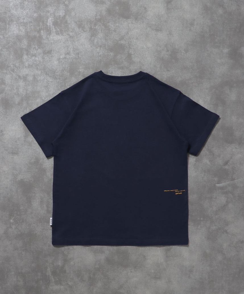 手書きメッセージショート丈Tシャツ / Tシャツ クルーネック 半袖 プリント 【短丈】 ネイビー