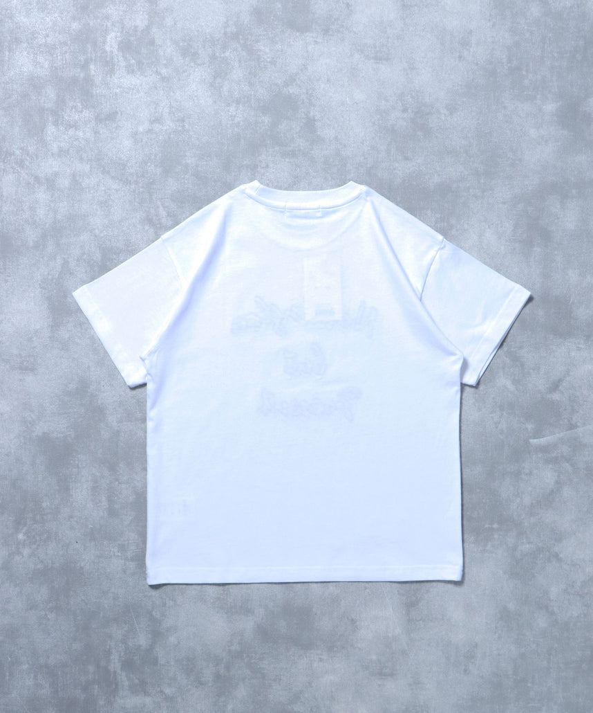 アップリケロゴショート丈Tシャツ/ Tシャツ クルーネック 半袖 プリント 刺繍 チェック 【短丈】 ホワイト