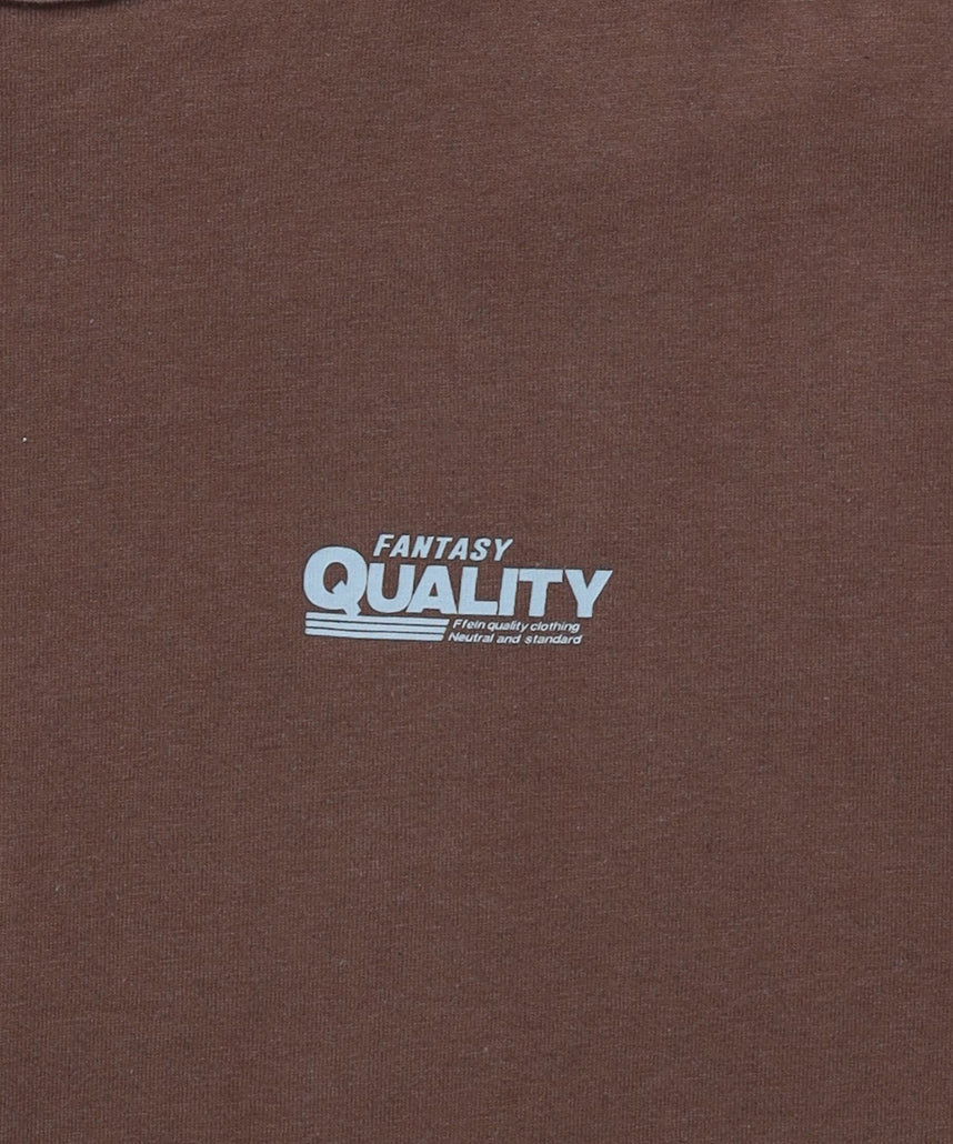 企業ロゴプリントオーバーサイズTシャツ / Tシャツ クルーネック 半袖 プリント 【短丈】 モカ