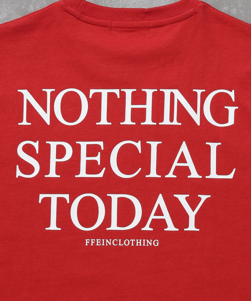 アメリカンプリントロゴショート丈Tシャツ/ Tシャツ クルーネック 半袖 プリント 【短丈】 レッド