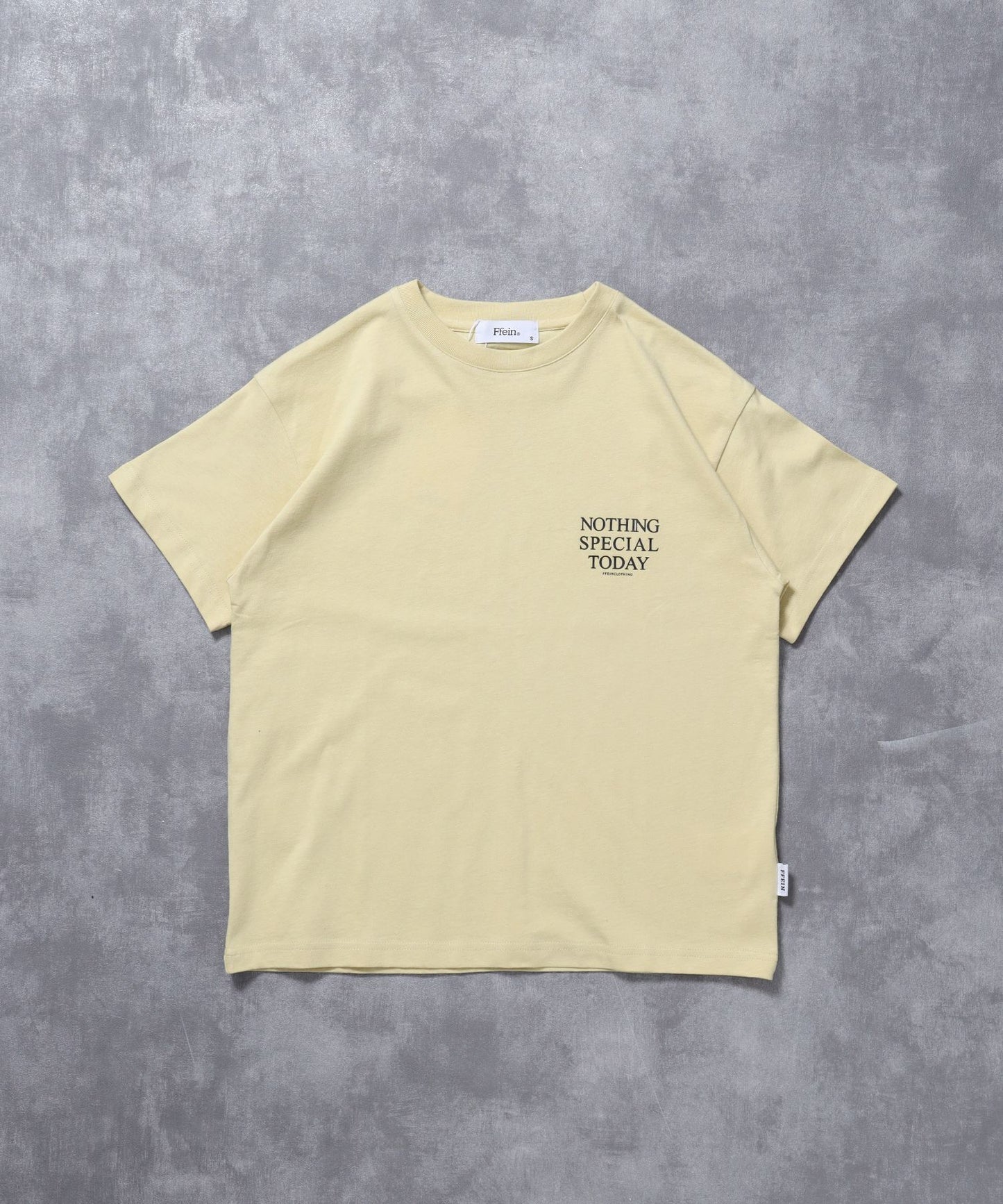 【FFEIN(フェイン)】アメリカンプリントロゴショート丈Tシャツ/ Tシャツ クルーネック 半袖 プリント 【短丈】 レモンイエロー