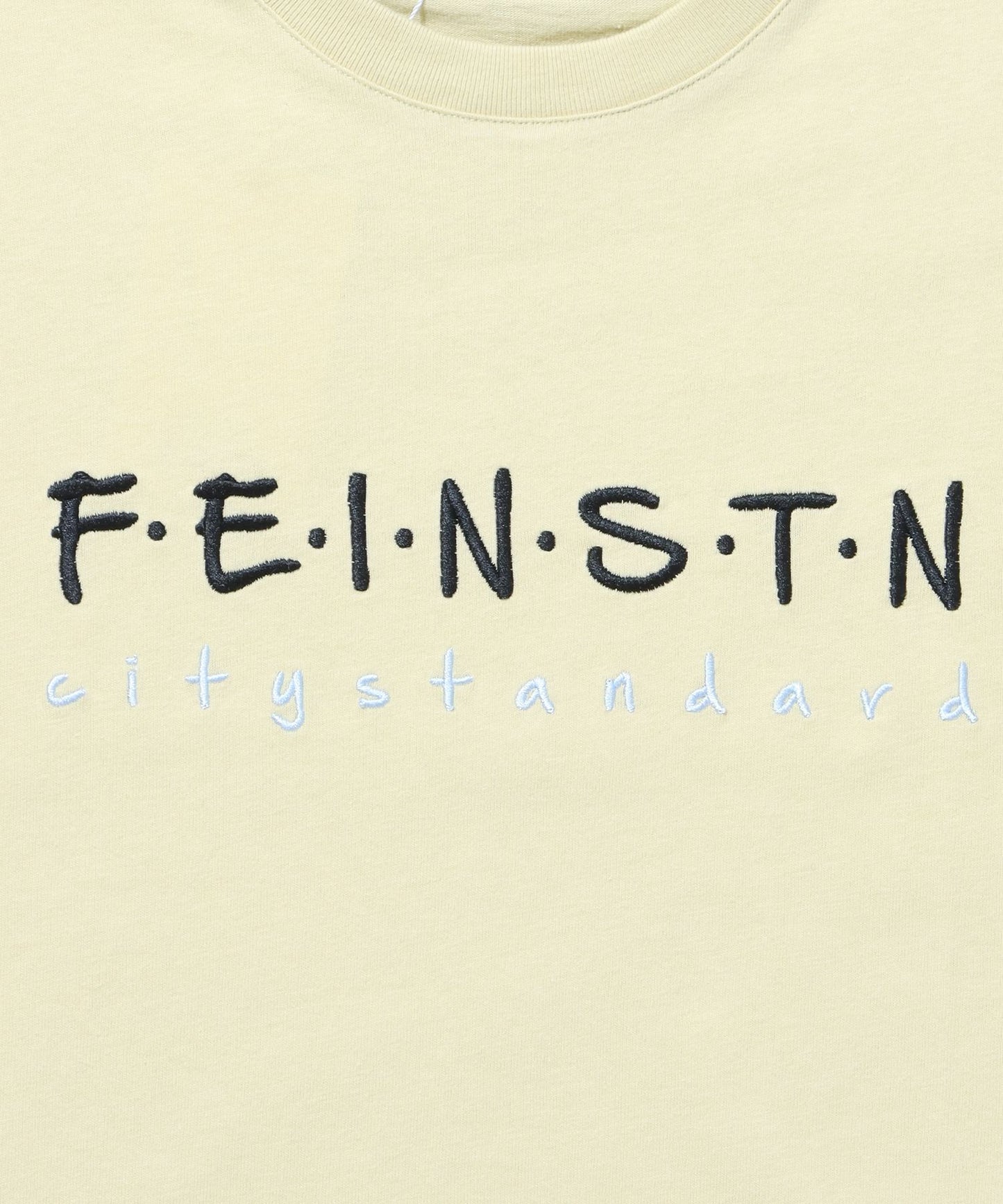 手書き刺繍ロゴショート丈Tシャツ/ Tシャツ クルーネック 半袖 刺繍 【短丈】 レモンイエロー