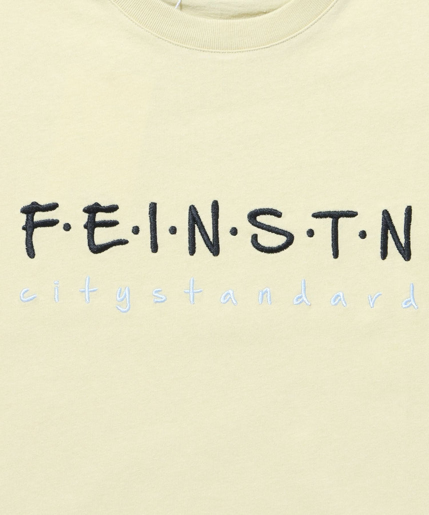 手書き刺繍ロゴショート丈Tシャツ/ Tシャツ クルーネック 半袖 刺繍 【短丈】 レモンイエロー