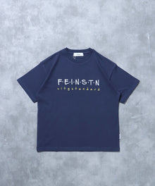 手書き刺繍ロゴショート丈Tシャツ/ Tシャツ クルーネック 半袖 刺繍 【短丈】 ネイビー