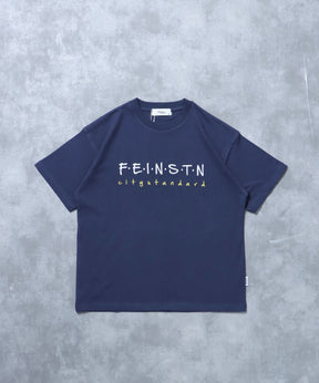 手書き刺繍ロゴショート丈Tシャツ/ Tシャツ クルーネック 半袖 刺繍 【短丈】 ネイビー