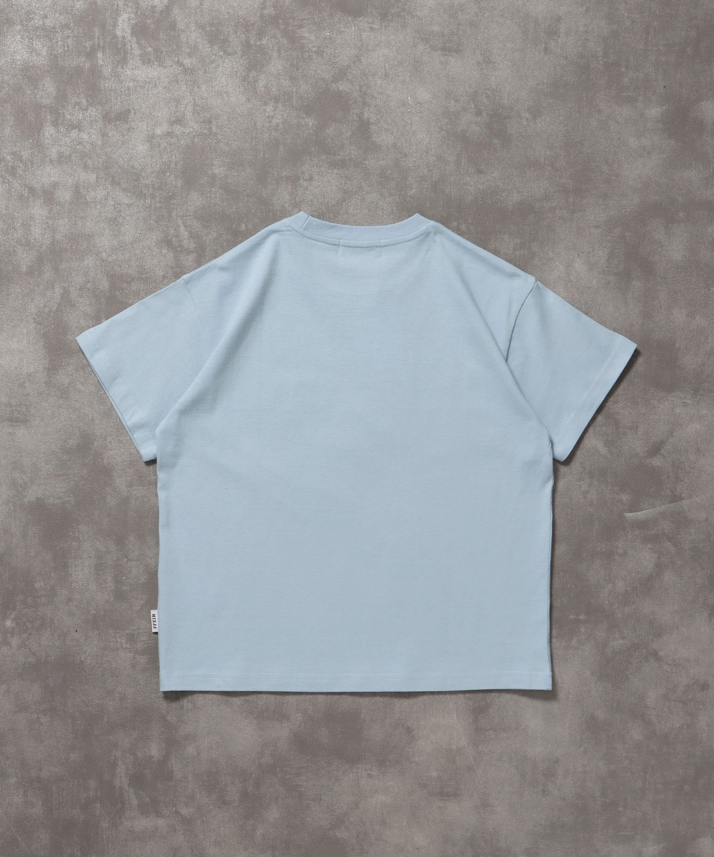 パッケージ発泡ロゴTシャツ / Tシャツ クルーネック 半袖 プリント 発砲ロゴ【短丈】 ライトブルー