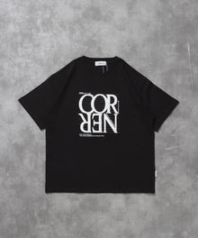 プリントデカロゴショート丈Tシャツ / Tシャツ クルーネック 半袖 プリント シンプル【短丈】 ブラック