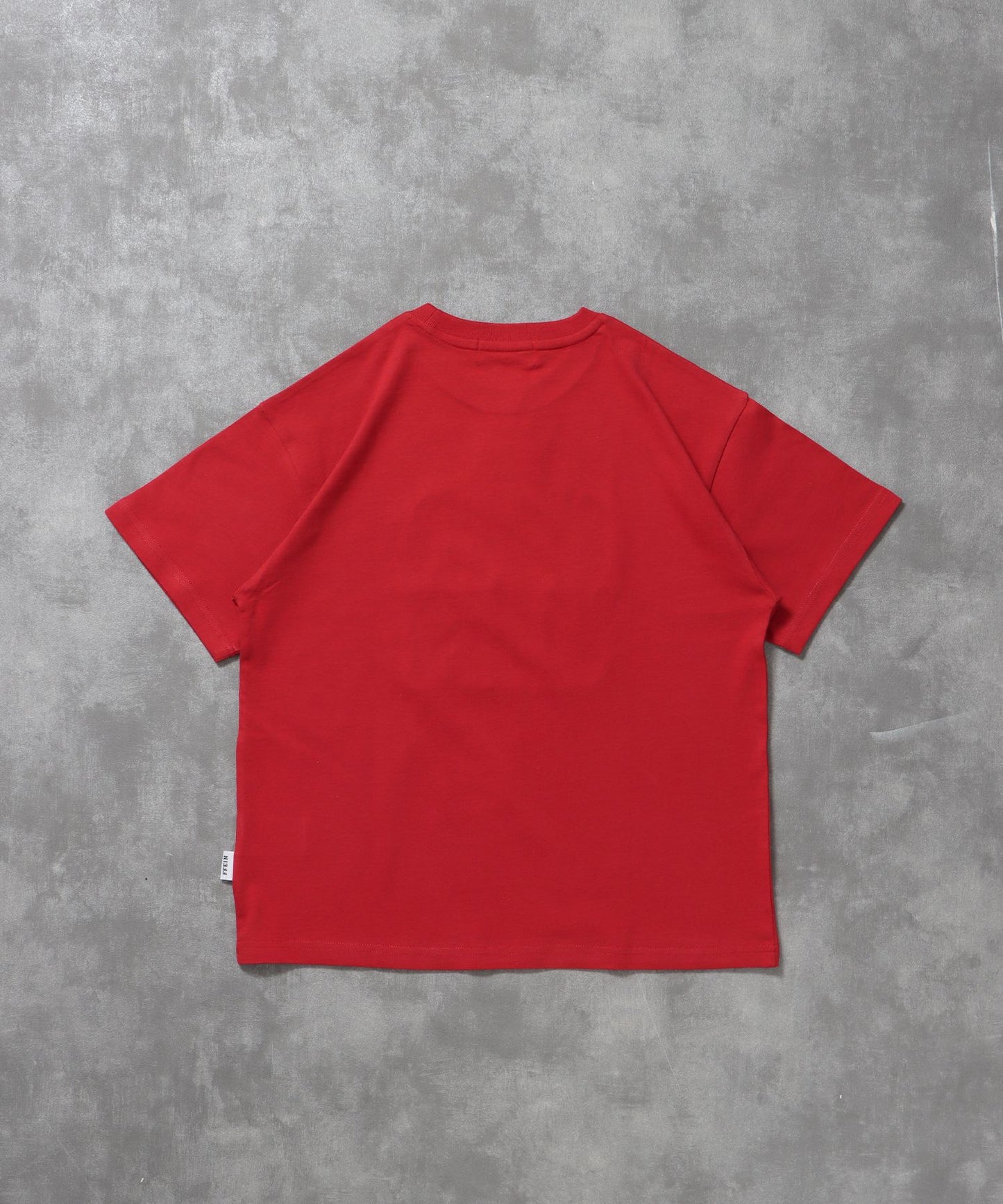 プリントデカロゴショート丈Tシャツ / Tシャツ クルーネック 半袖 プリント シンプル【短丈】 レッド