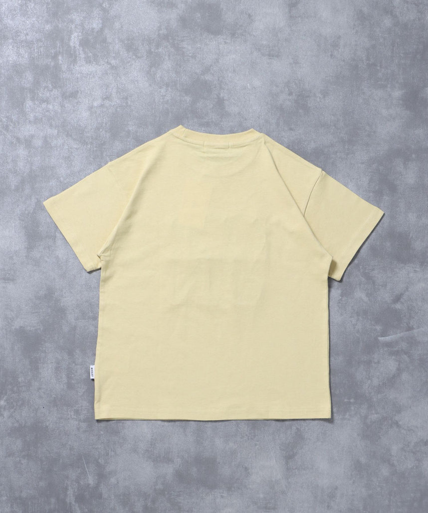 プリントデカロゴショート丈Tシャツ / Tシャツ クルーネック 半袖 プリント シンプル【短丈】 レモンイエロー