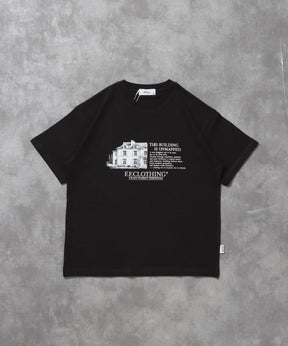 メッセージロゴショート丈Tシャツ / Tシャツ クルーネック 半袖 刺繍 花柄 【短丈】 ブラック