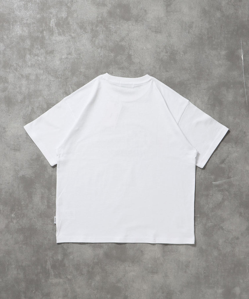 メッセージロゴショート丈Tシャツ / Tシャツ クルーネック 半袖 【短丈】 ホワイト