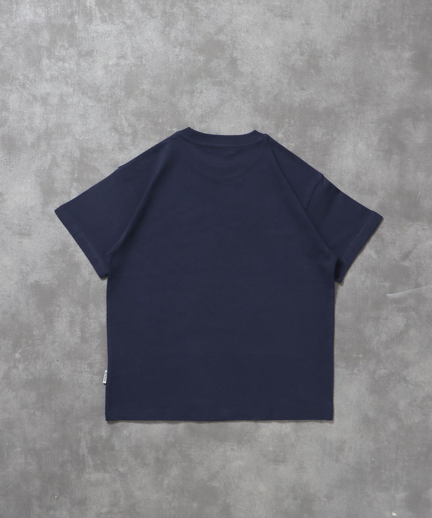 メッセージロゴショート丈Tシャツ / Tシャツ クルーネック 半袖 【短丈】 ネイビー