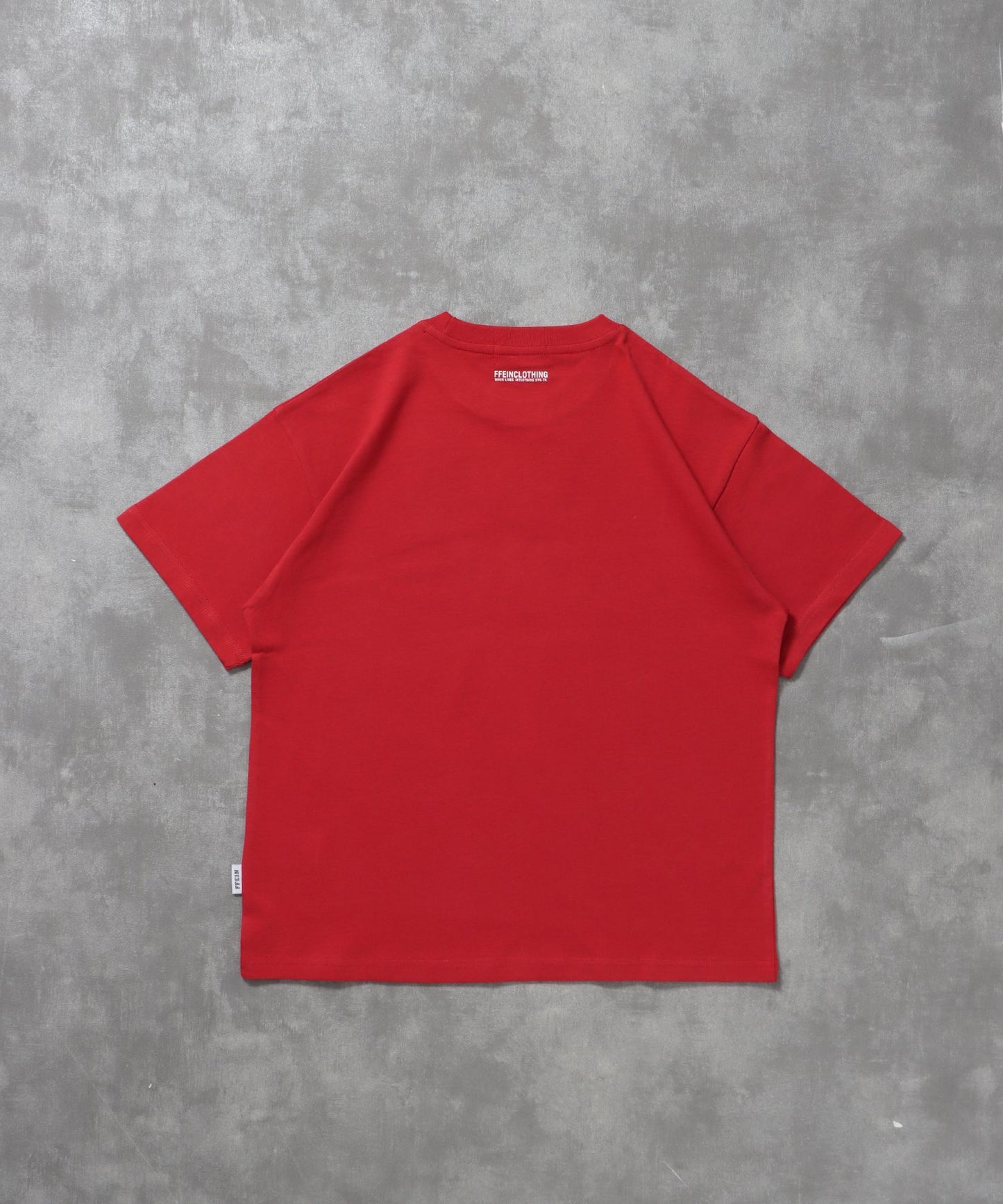 ぼかしメッセージロゴショート丈Tシャツ / Tシャツ クルーネック 半袖 プリント ぼかし 【短丈】 レッド