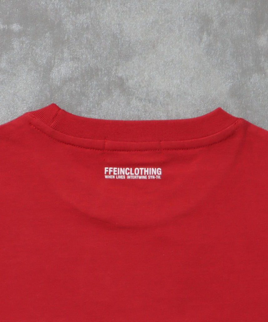 ぼかしメッセージロゴショート丈Tシャツ / Tシャツ クルーネック 半袖 プリント ぼかし 【短丈】 レッド