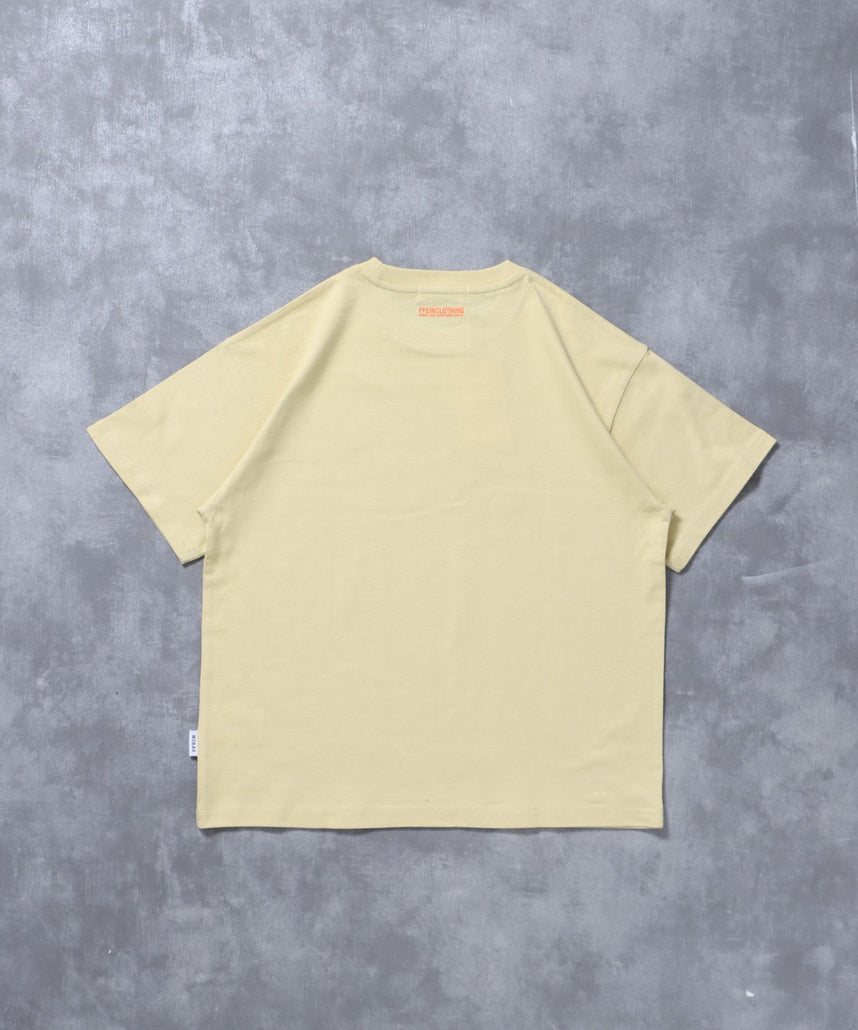ぼかしメッセージロゴショート丈Tシャツ / Tシャツ クルーネック 半袖 プリント ぼかし 【短丈】 レモンイエロー