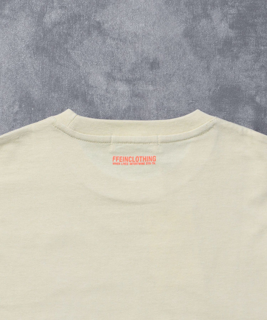 ぼかしメッセージロゴショート丈Tシャツ / Tシャツ クルーネック 半袖 プリント ぼかし 【短丈】 レモンイエロー