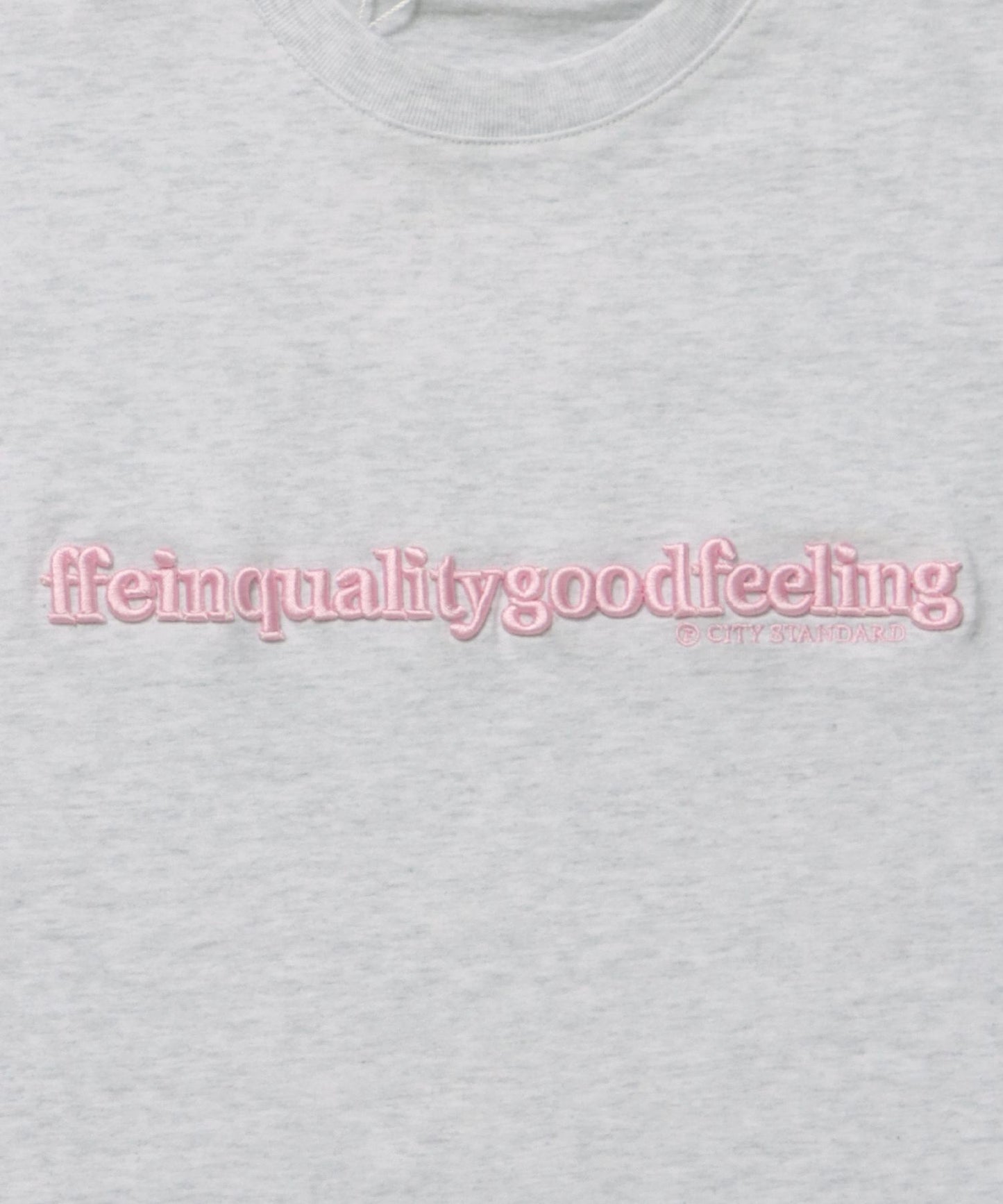 センターロゴ3D刺繍ショート丈Tシャツ / Tシャツ クルーネック 半袖 刺繍 シンプル 【短丈】 アッシュグレー