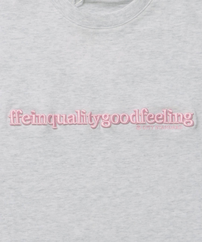 センターロゴ3D刺繍ショート丈Tシャツ / Tシャツ クルーネック 半袖 刺繍 シンプル 【短丈】 アッシュグレー