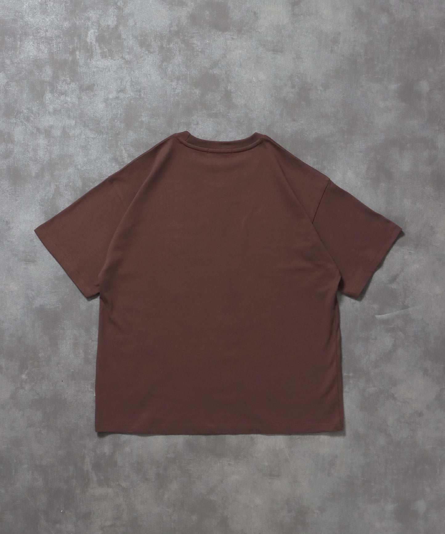 ワンポイント3段ロゴ刺繍ショート丈Tシャツ / Tシャツ クルーネック 半袖 刺繍 ワンポイント シンプル 【短丈】 モカ