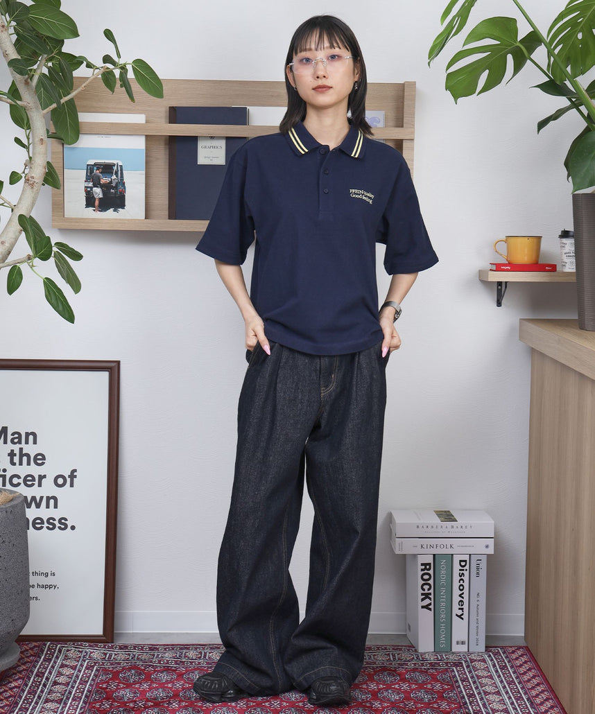 FFEIN(フェイン)】配色ラインワンポイント刺繍ポロシャツ / ポロシャツ
