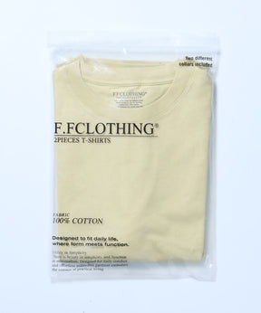 ヴィンテージパックTシャツ/ パックT 2枚 綿100％ Tシャツ クルーネック 半袖 無地 シンプル レモンイエロー