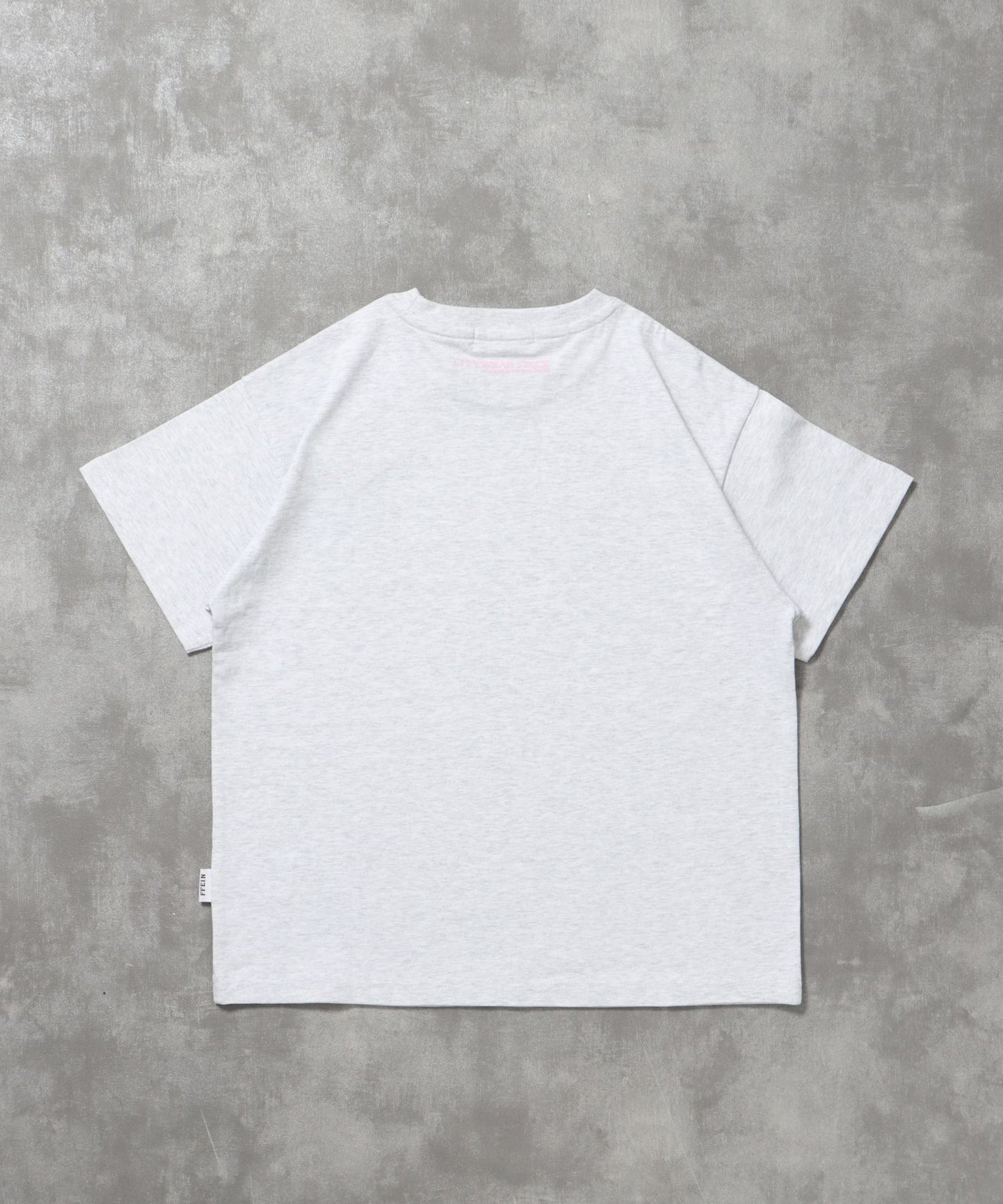 ユニバーサルロゴショート丈Tシャツ/ Tシャツ クルーネック 半袖 プリント 刺繍 チェック 【短丈】 アッシュグレー