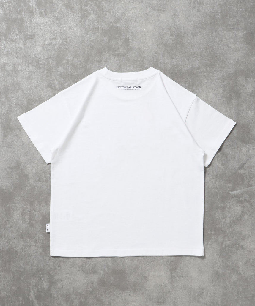 ユニバーサルロゴショート丈Tシャツ/ Tシャツ クルーネック 半袖 プリント 刺繍 チェック 【短丈】 柄80