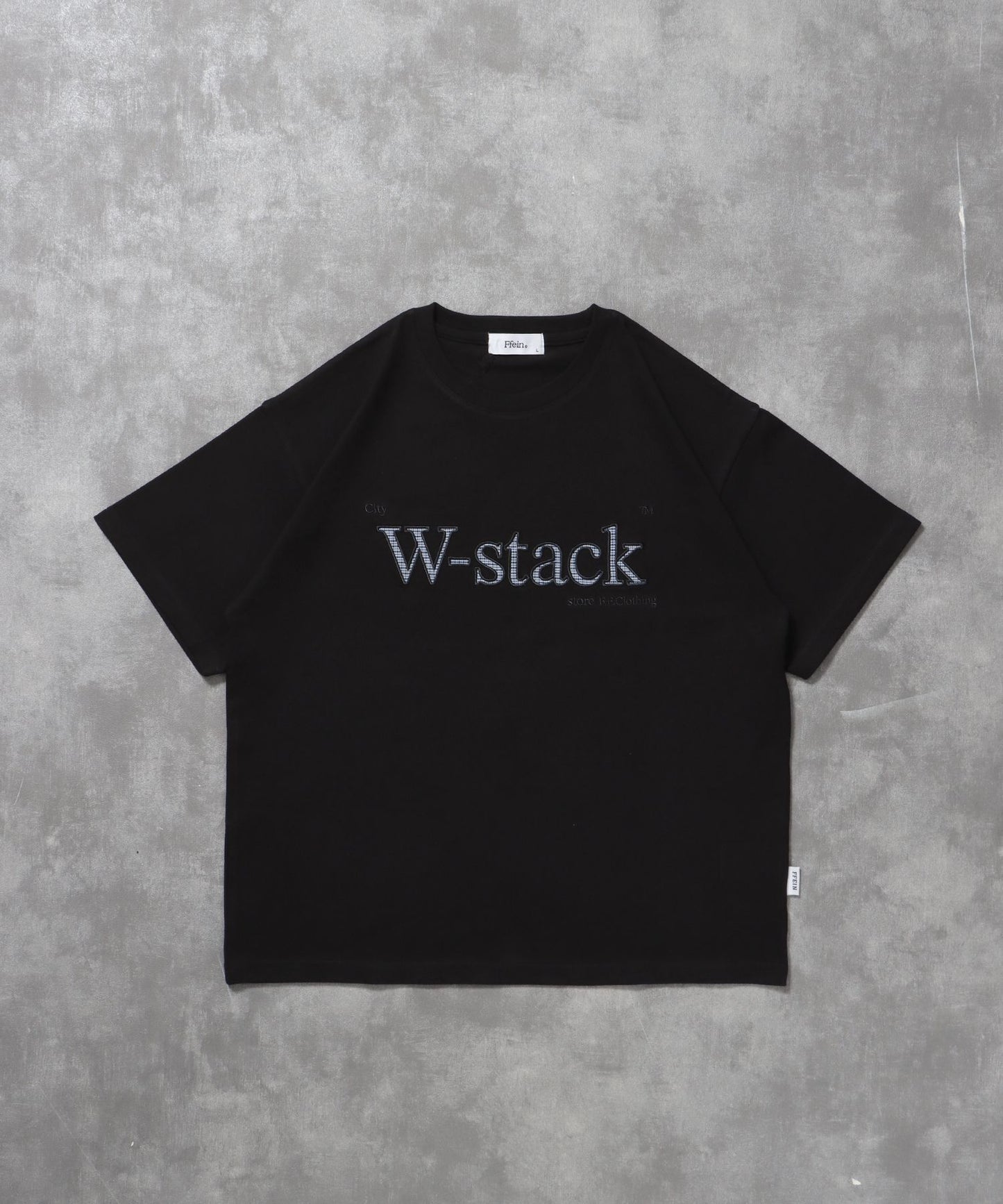 【FFEIN(フェイン)】ユニバーサルロゴショート丈Tシャツ/ Tシャツ クルーネック 半袖 プリント 刺繍 チェック 【短丈】 柄82