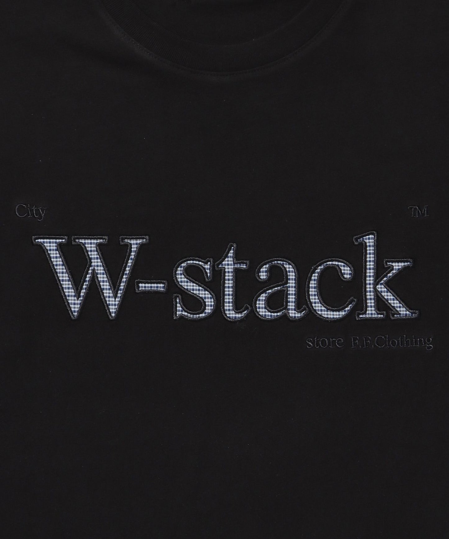 ユニバーサルロゴショート丈Tシャツ/ Tシャツ クルーネック 半袖 プリント 刺繍 チェック 【短丈】 柄82
