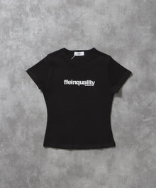 テレコリブレディースTシャツ / 半袖 レディース クルーネック プリント ピチT ちびT 短丈 ブラック