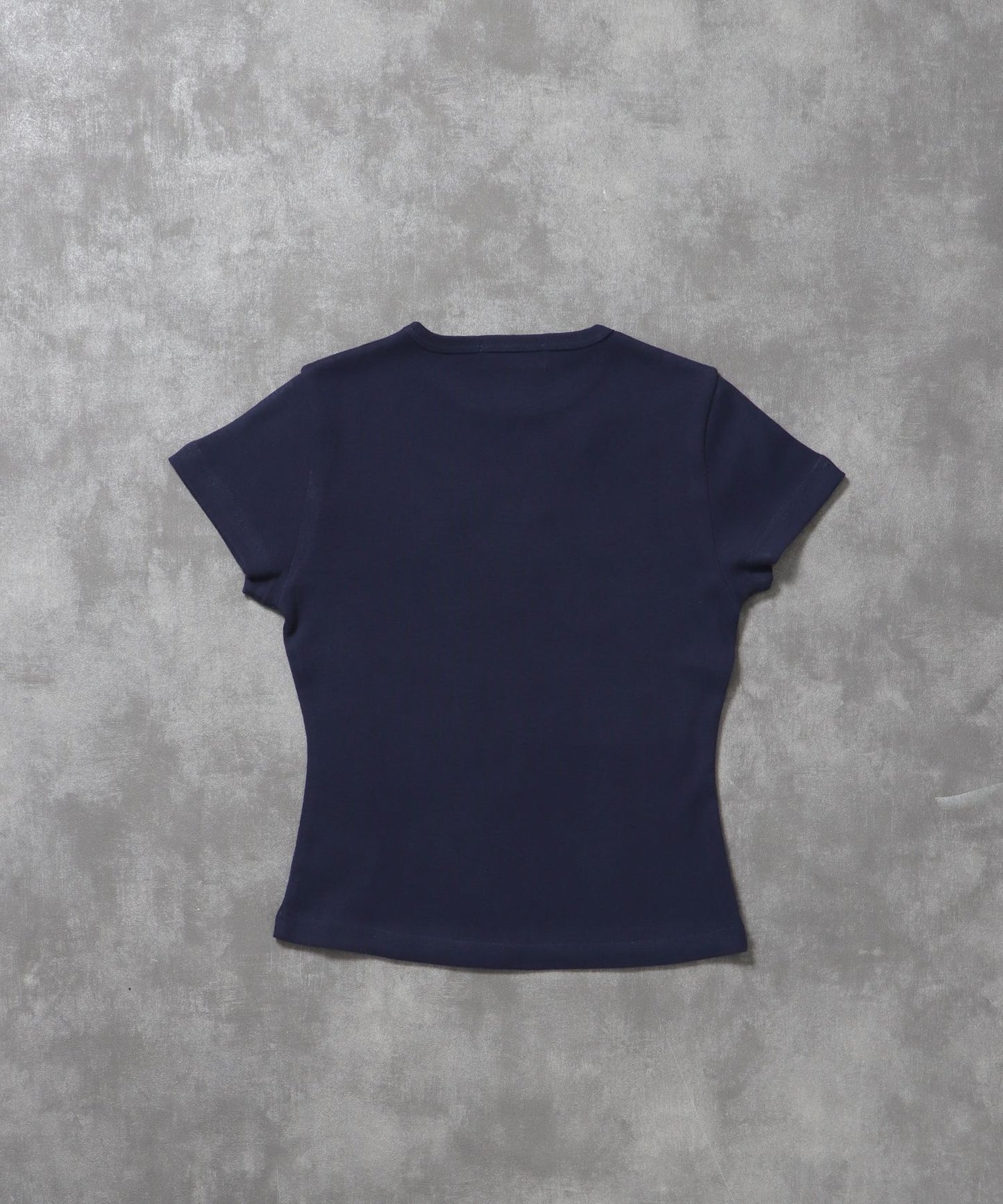 テレコリブレディースTシャツ / 半袖 レディース クルーネック プリント ピチT ちびT 短丈 ネイビー