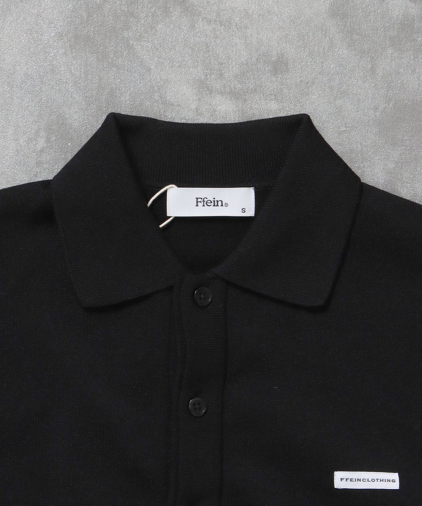 襟付きダブルリブニットカーディガン / ニット カーディガン ダブルリブ ボタン ピス ポケット ブラック