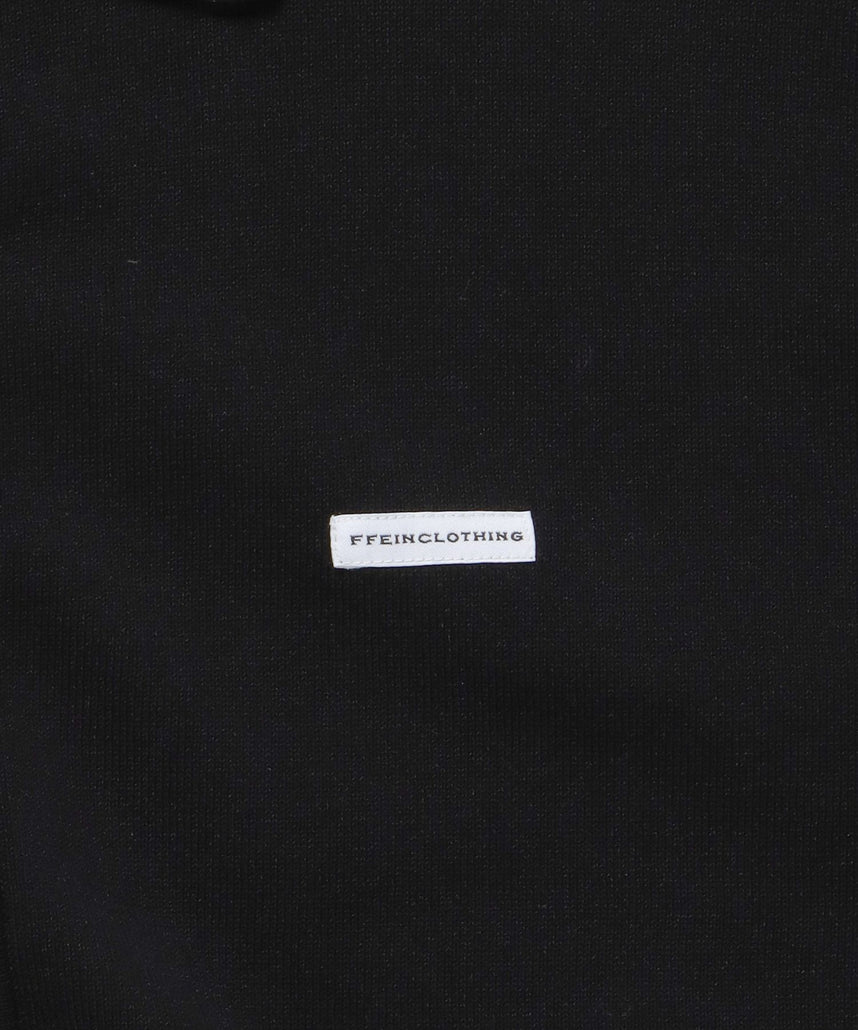 襟付きダブルリブニットカーディガン / ニット カーディガン ダブルリブ ボタン ピス ポケット ブラック