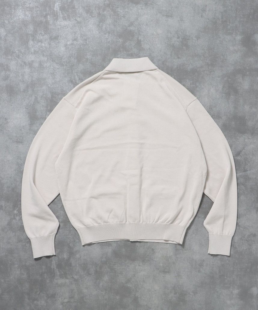 襟付きダブルリブニットカーディガン / ニット カーディガン ダブルリブ ボタン ピス ポケット ライトグレー