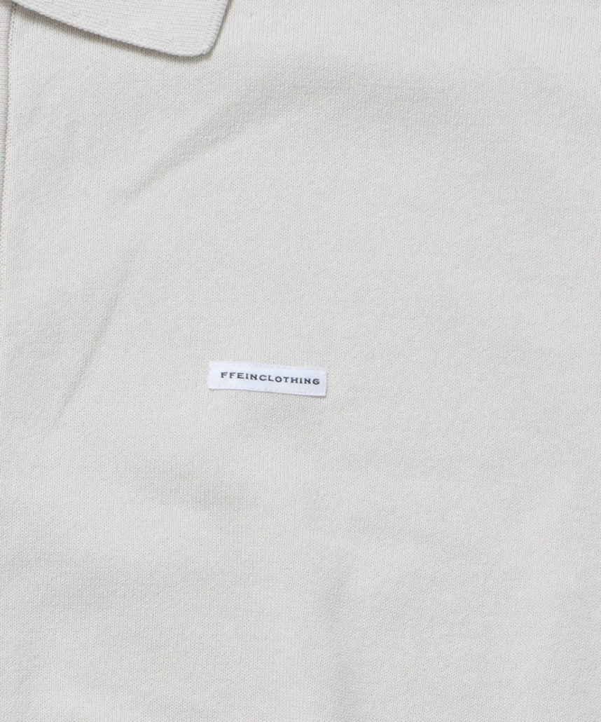 襟付きダブルリブニットカーディガン / ニット カーディガン ダブルリブ ボタン ピス ポケット ライトグレー