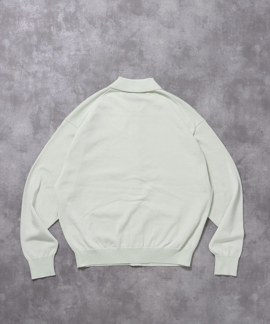 襟付きダブルリブニットカーディガン / ニット カーディガン ダブルリブ ボタン ピス ポケット ミント