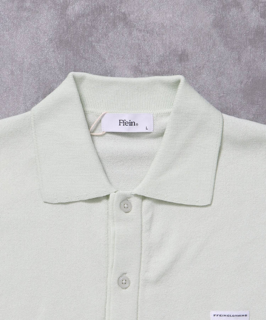 襟付きダブルリブニットカーディガン / ニット カーディガン ダブルリブ ボタン ピス ポケット ミント