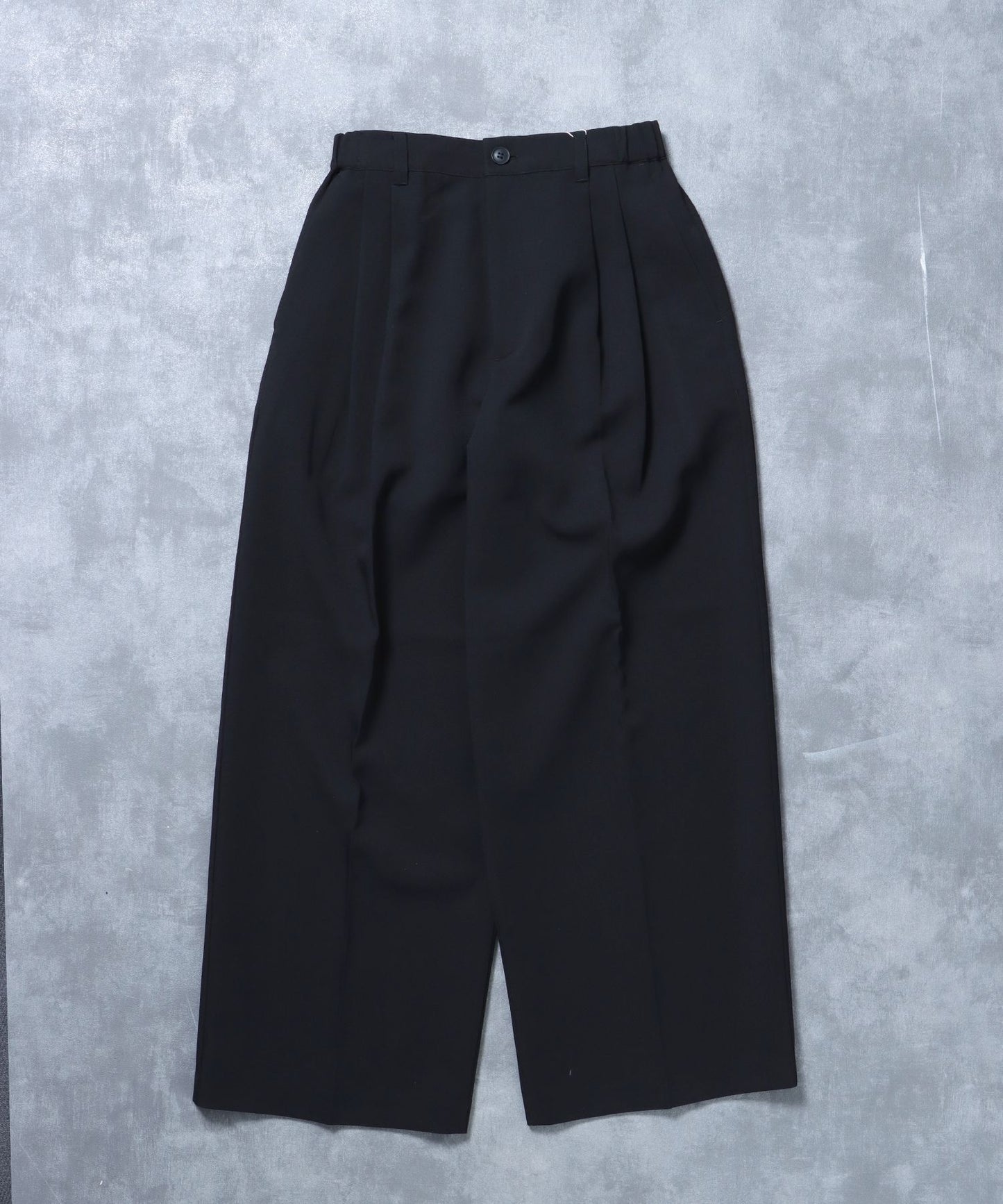 【FFEIN(フェイン)】ストライプセンタープレススラックス / スラックス パンツ センタープレス タック ブラック