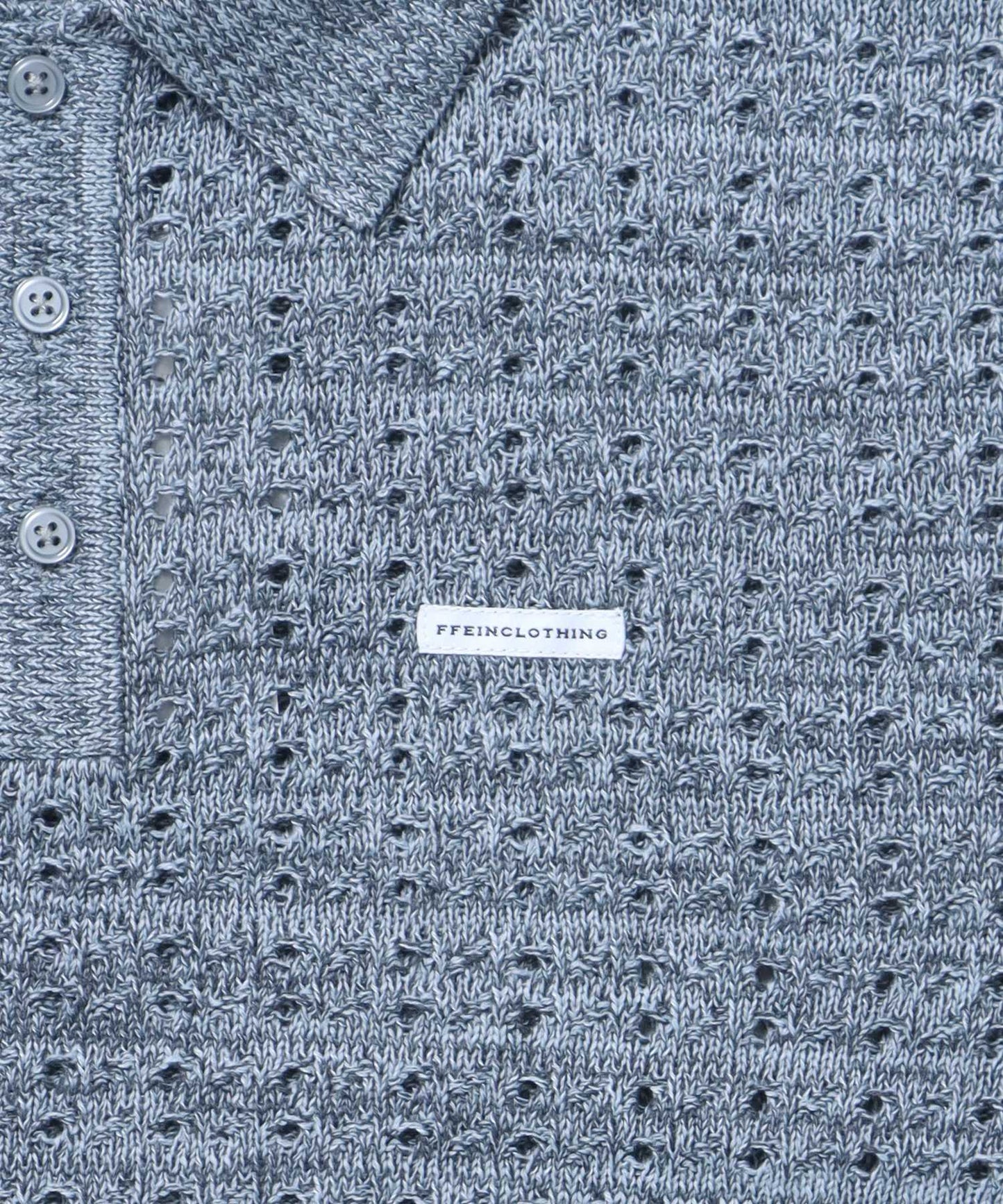 メランジワンポイントニットポロメッシュニット刺繍ポロシャツ / ポロシャツ メッシュ レギュラーカラー 半袖 アッシュグレー